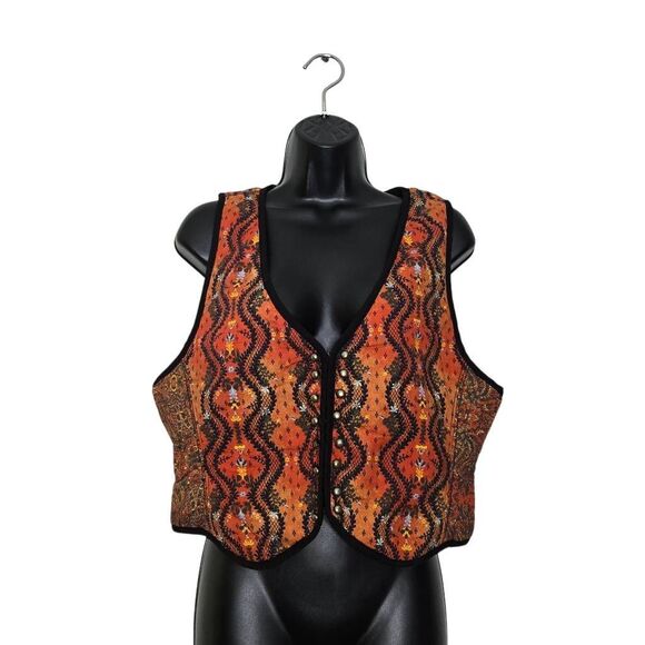 Free People Gemini Printed Cropped Vest Terracotta Size Medium - Picture 1 of 5